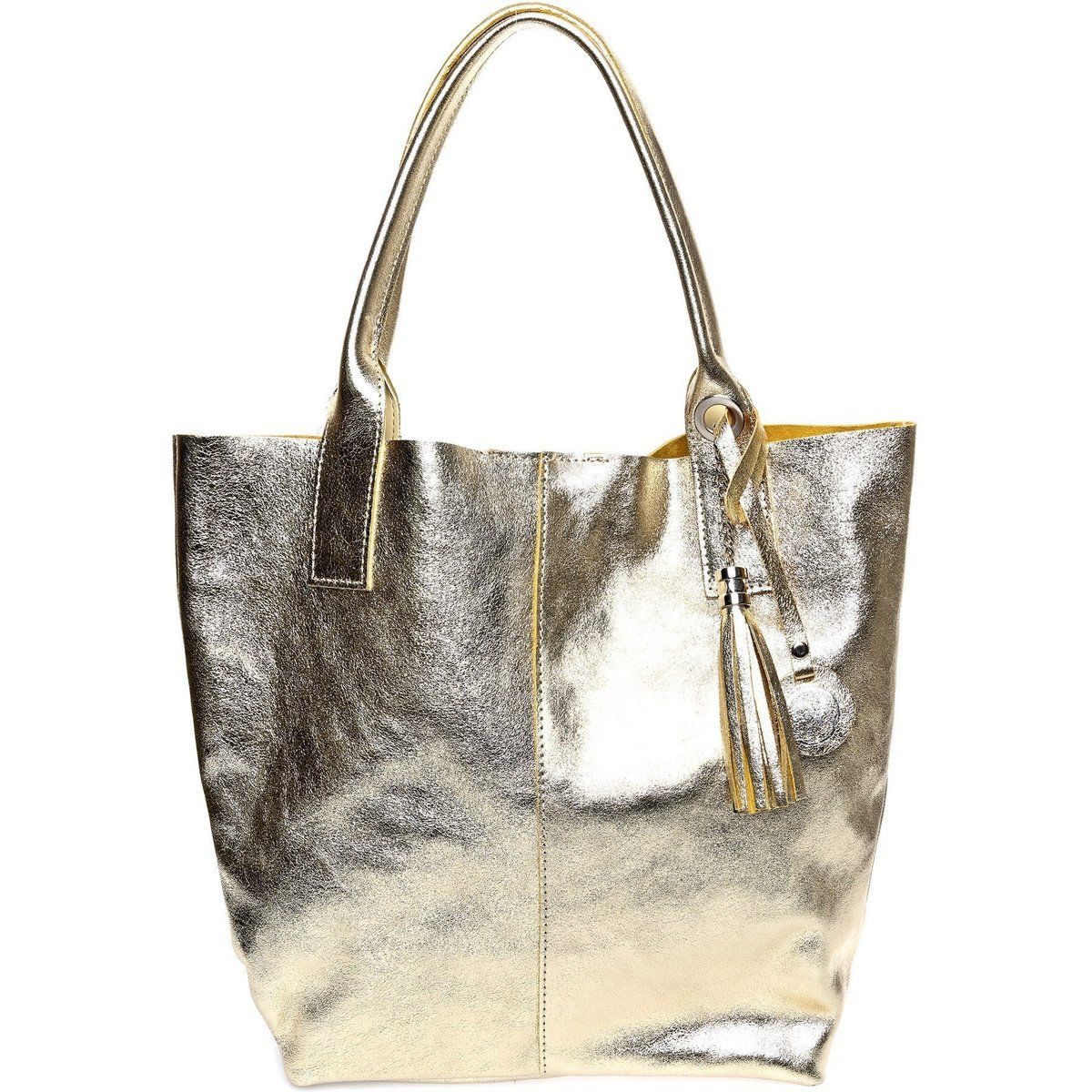 Schimmernde Shopper-Tasche aus Metallic-Leder
