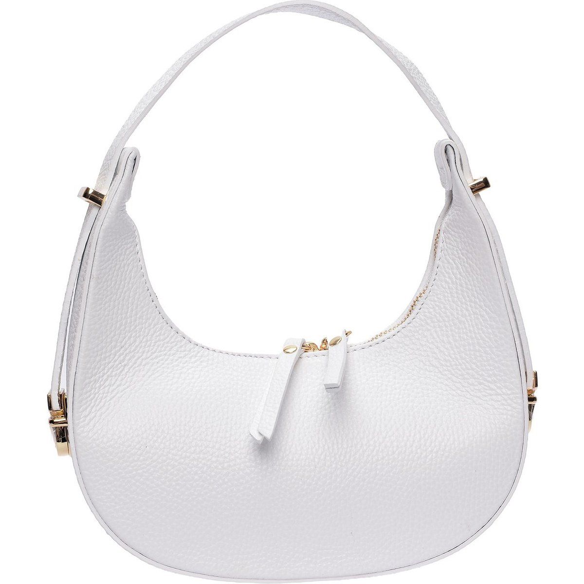 Minimalistische Leder-Halbmondtasche in Narbenoptik