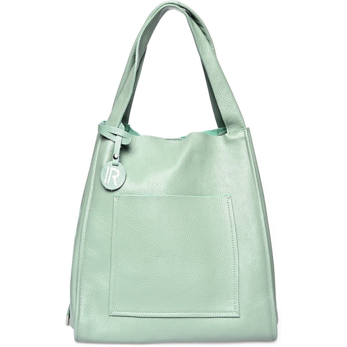 Shopper aus genarbtem Leder mit Tasche