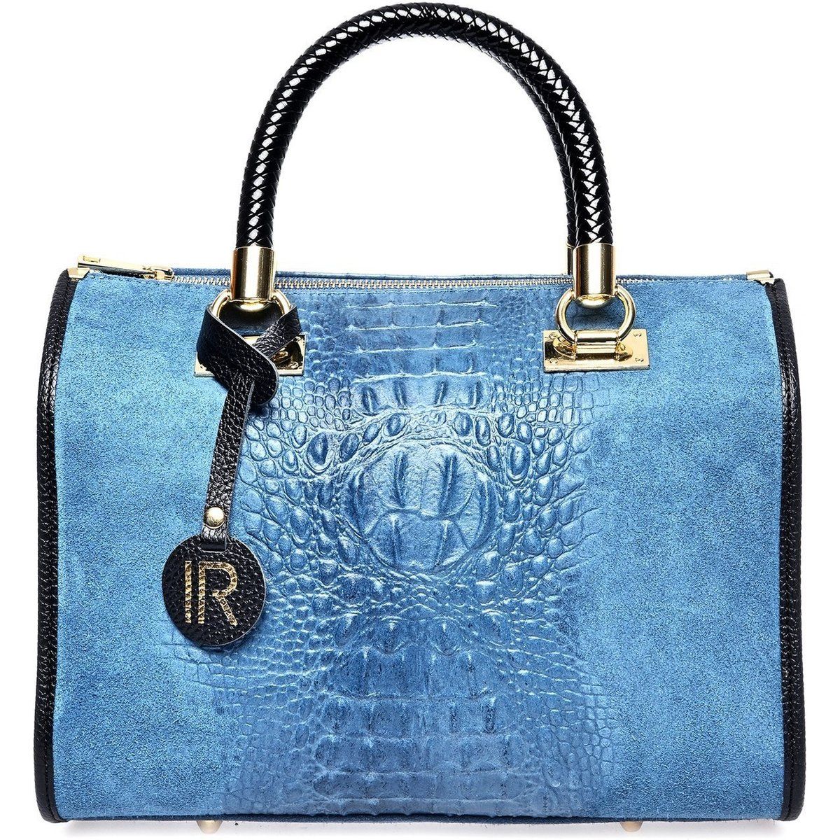Satchel aus Leder mit Krokodilprägung