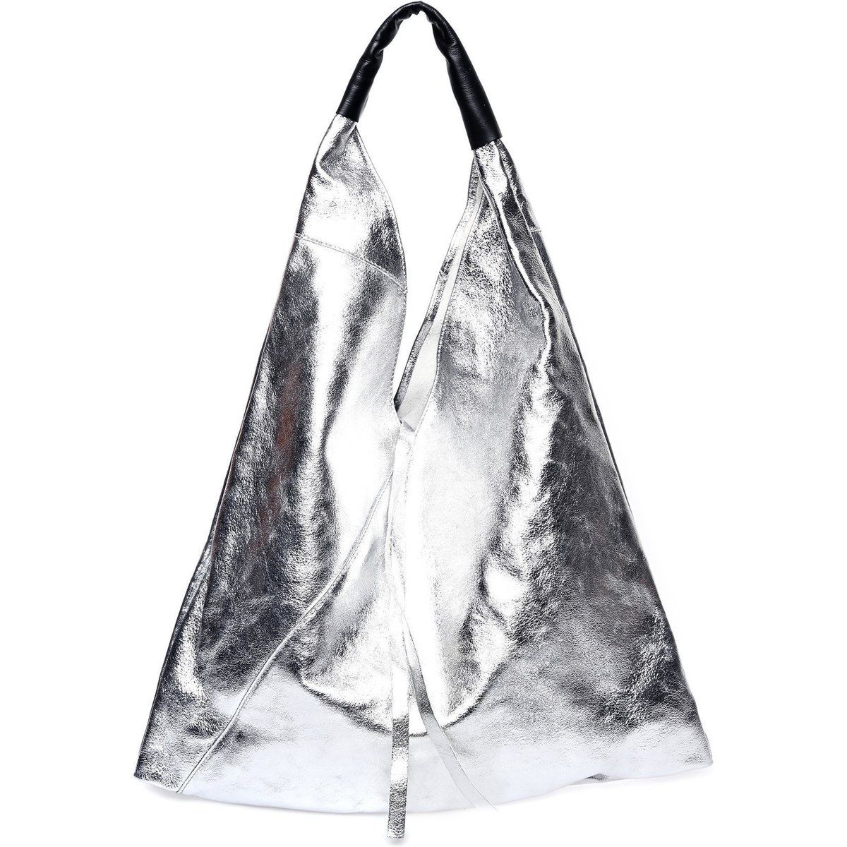 Metallic-Leder-Tote in Dreiecksform