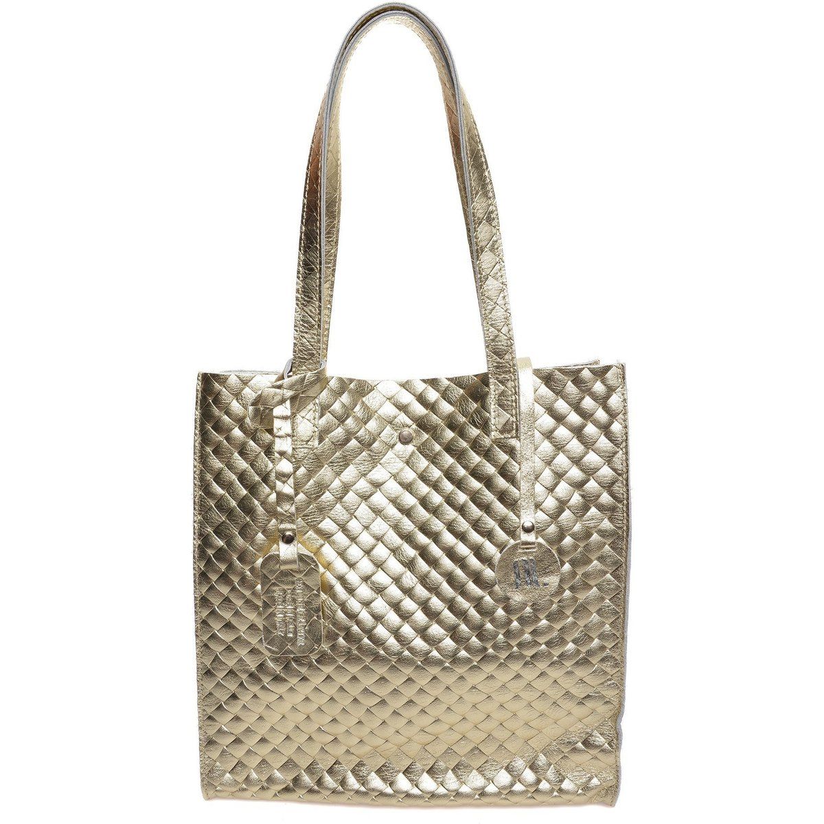 Gesteppte Metallic-Leder-Einkaufstasche