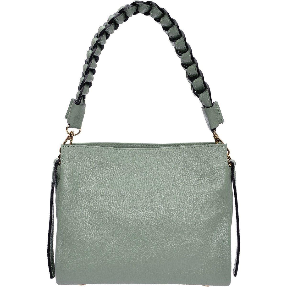 Lederhandtasche mit Flechthenkel