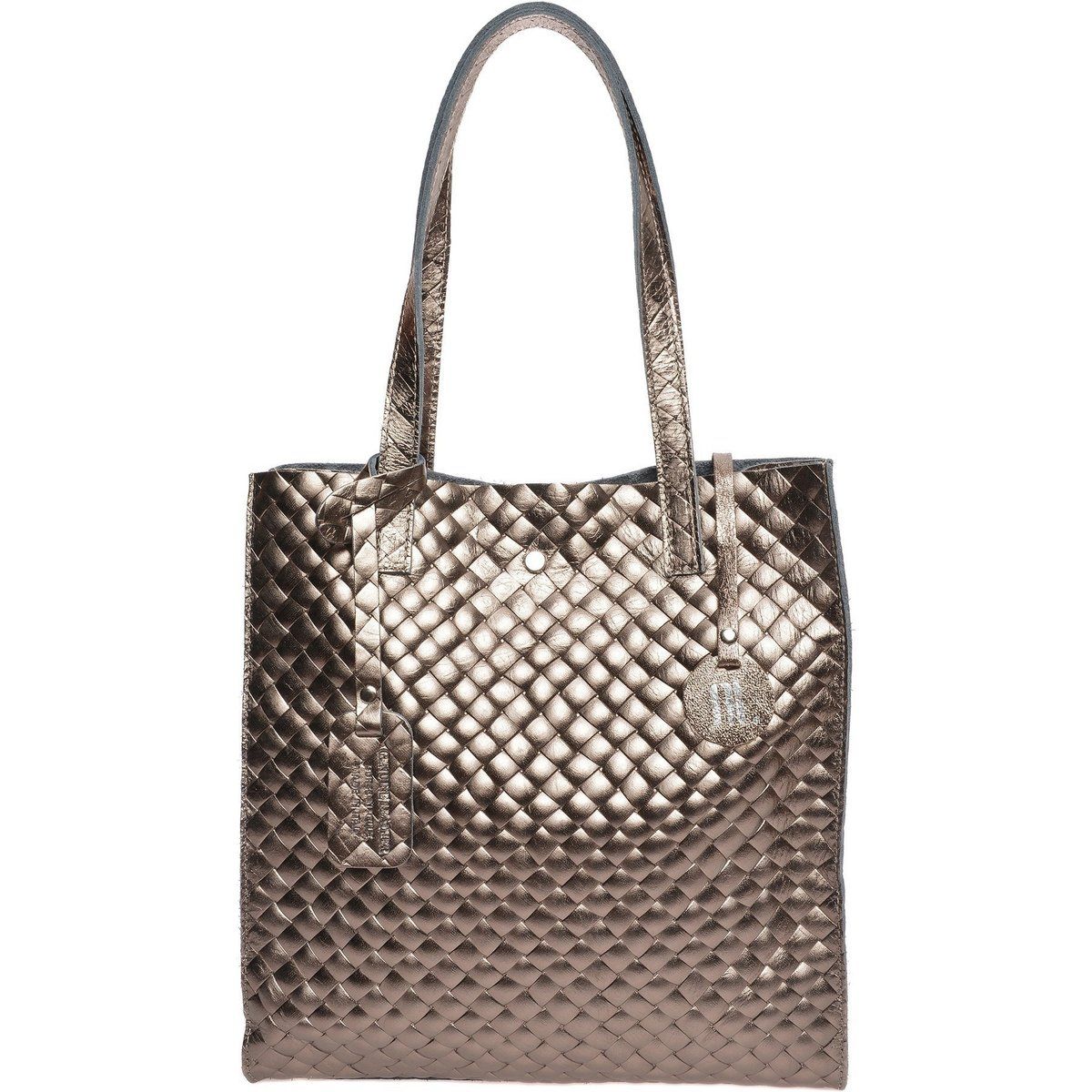 Geflochtene Metallic-Schultertasche