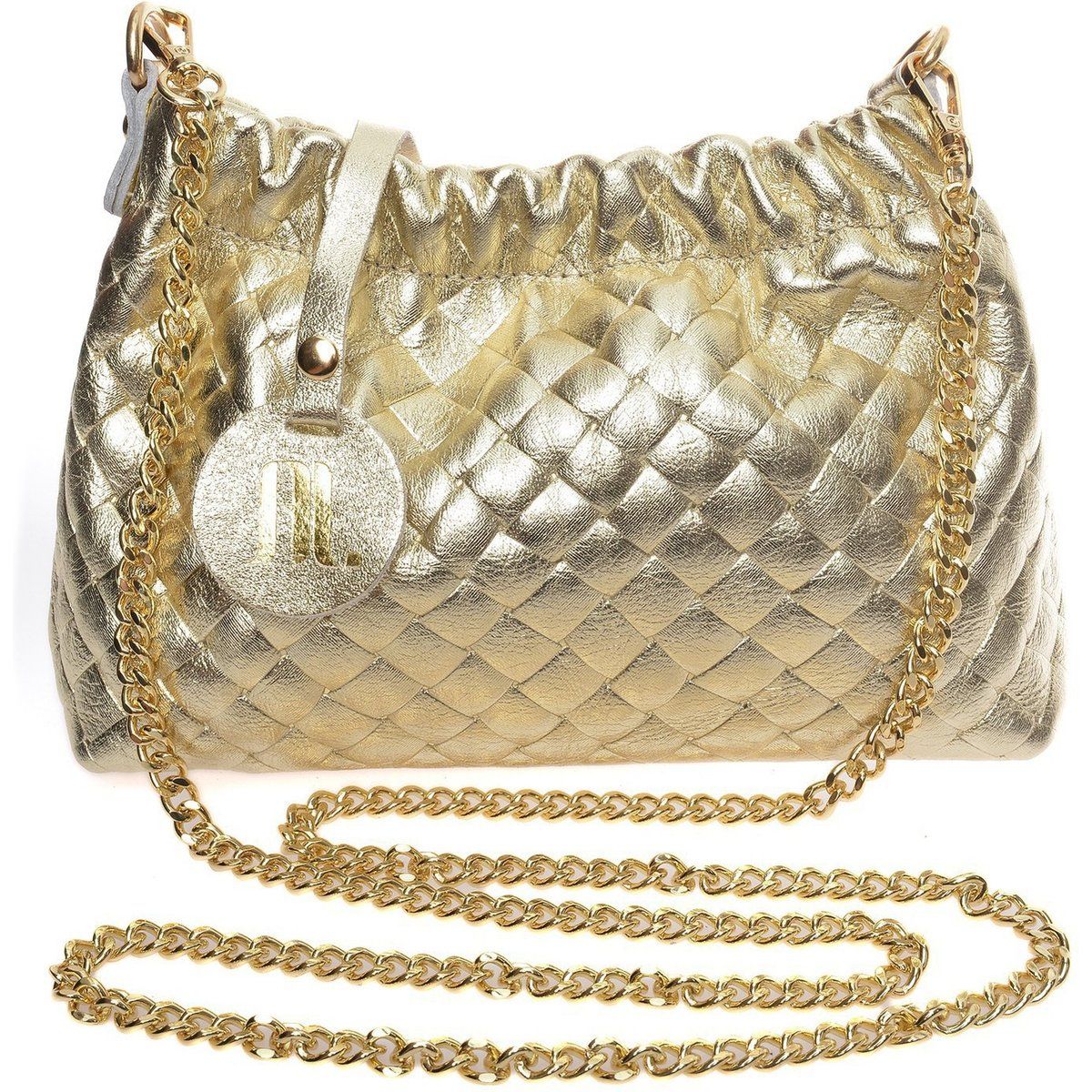Geflochtene Leder-Crossbody mit Kettengurt