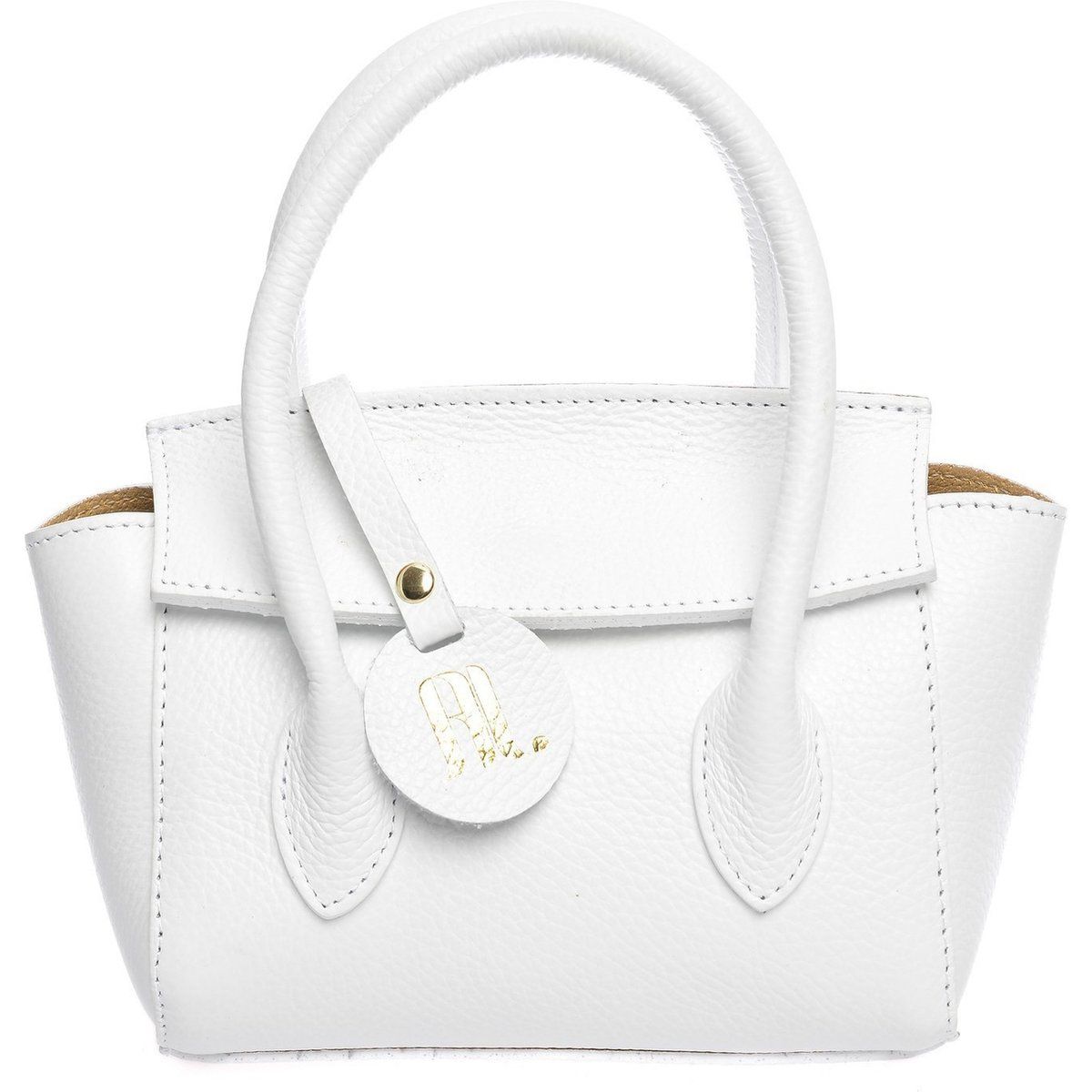 Kleine strukturierte Leder-Henkeltasche