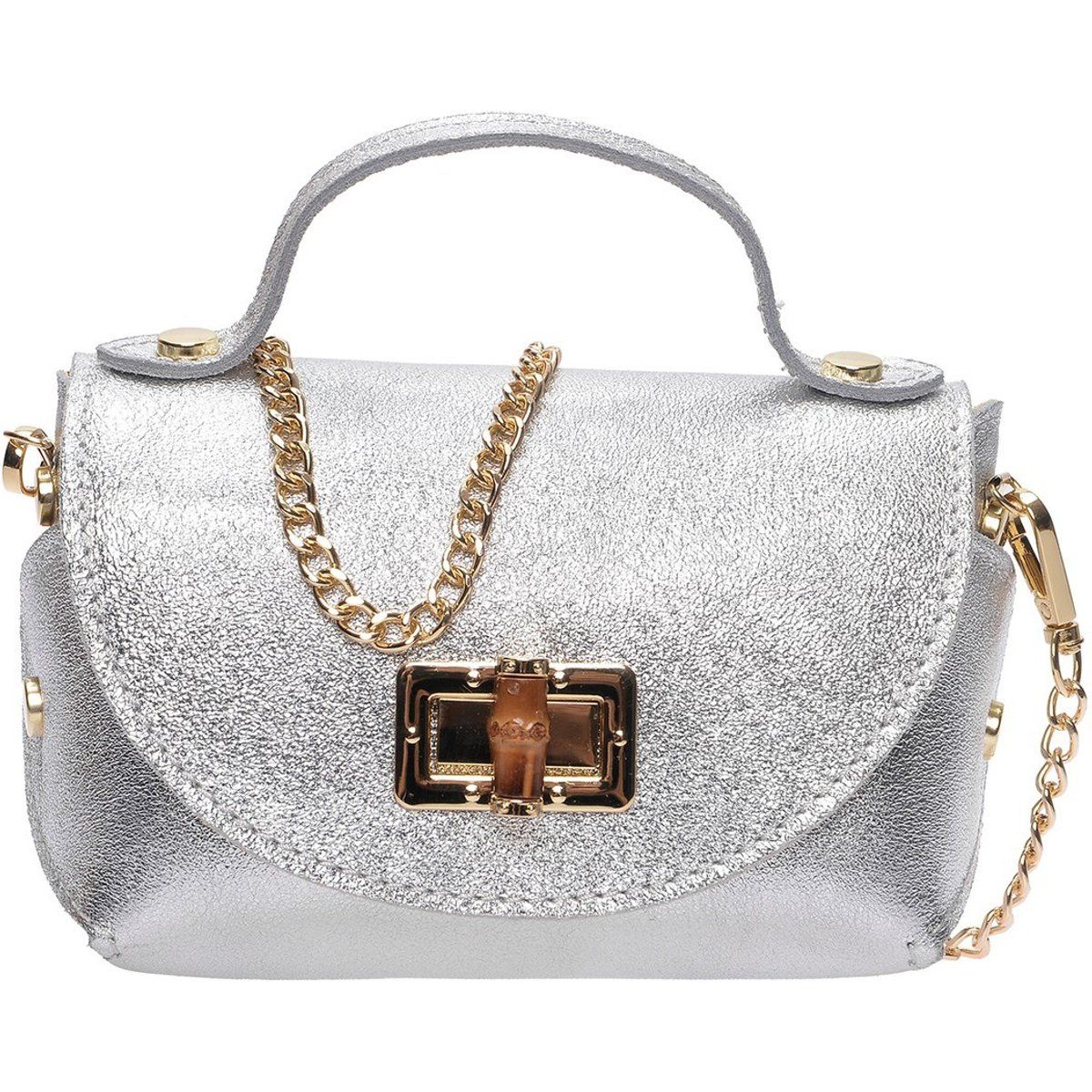 Mini-Henkeltasche aus Metallic-Leder
