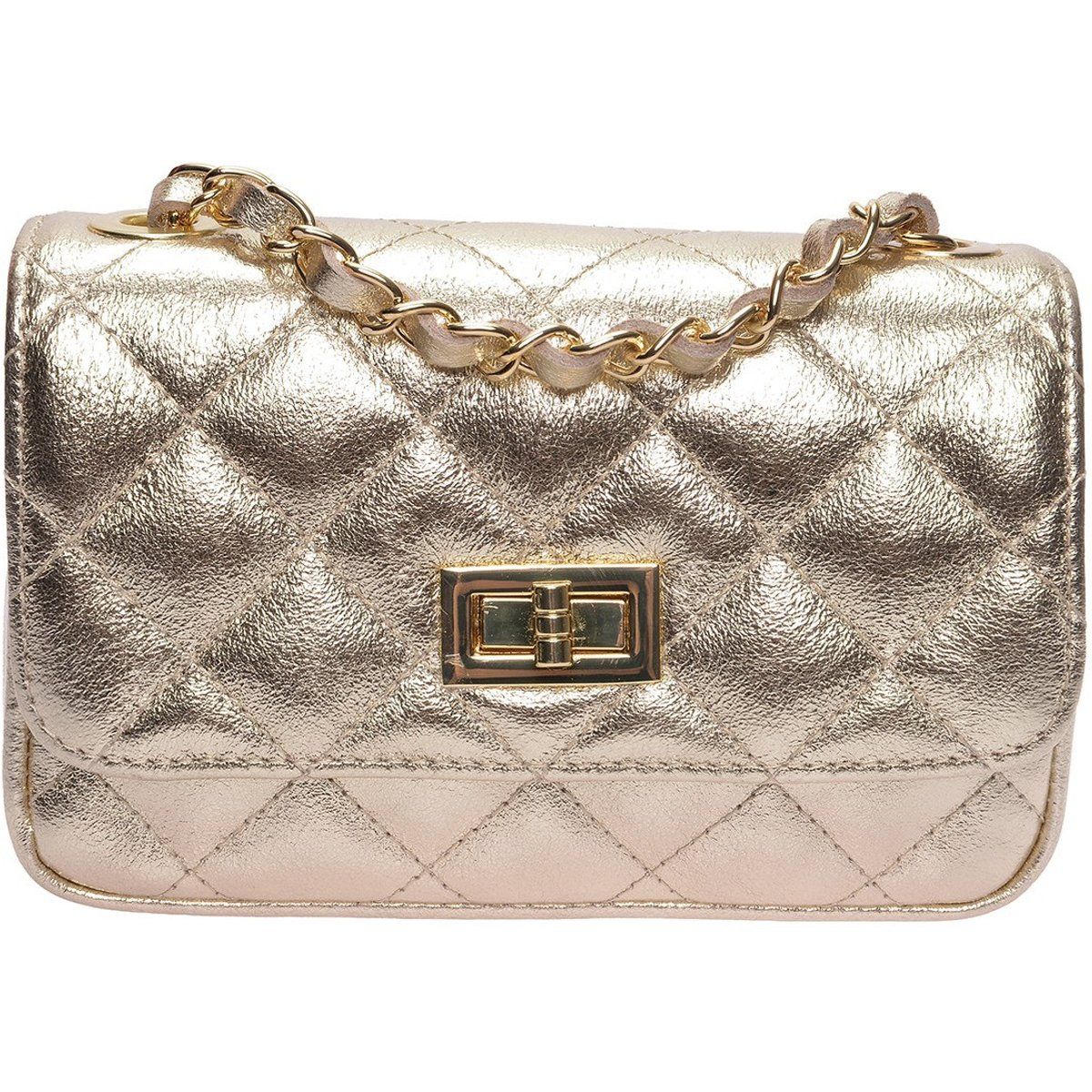 Gesteppte Metallic Leder Umhängetasche