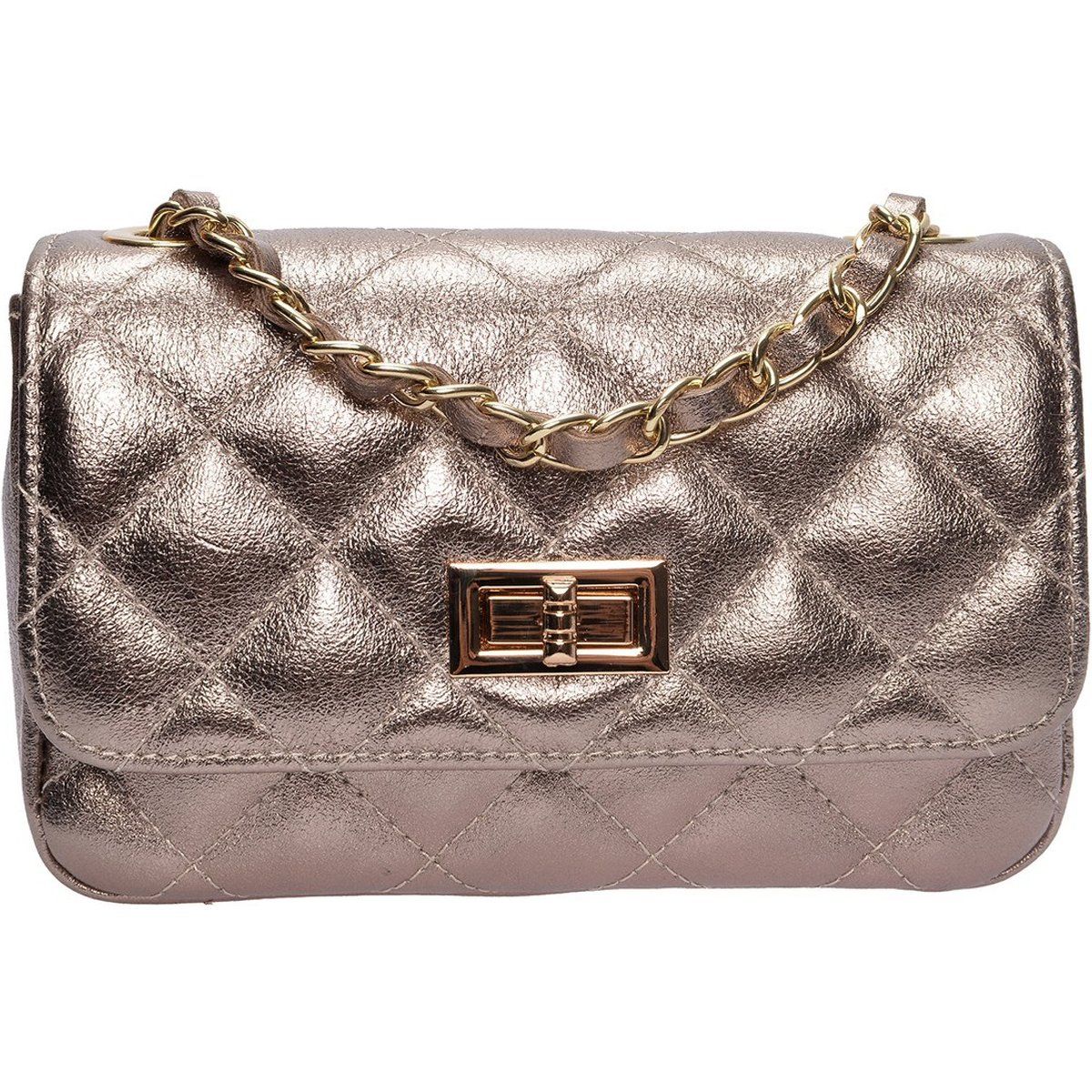 Gesteppte Metallic-Leder Umhängetasche
