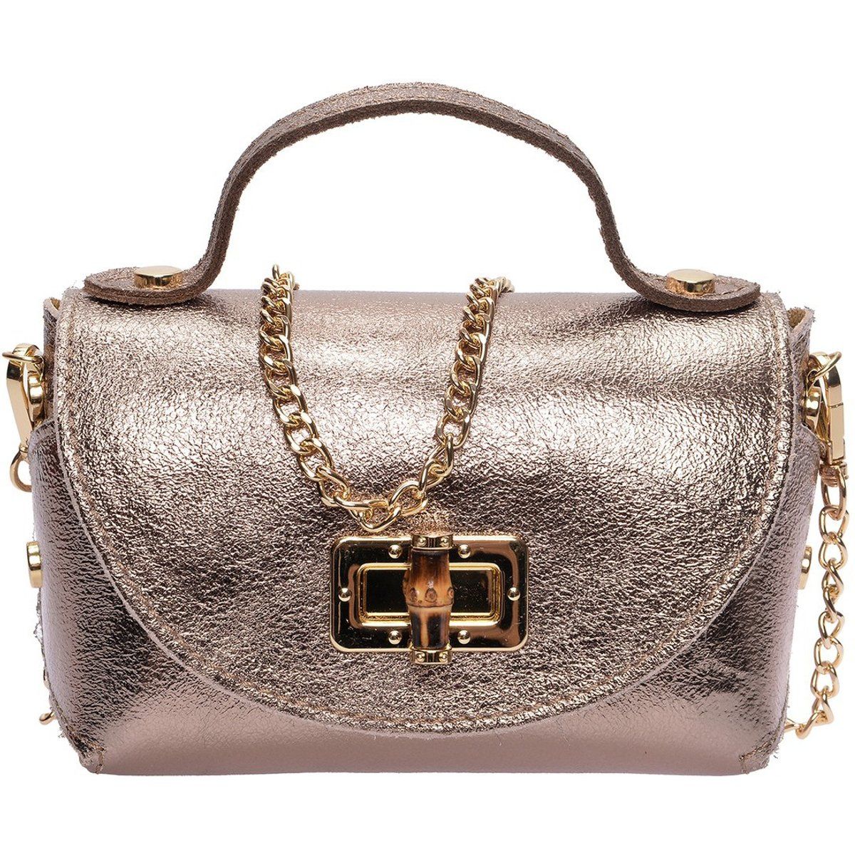 Mini-Umhängetasche aus Metallic-Leder
