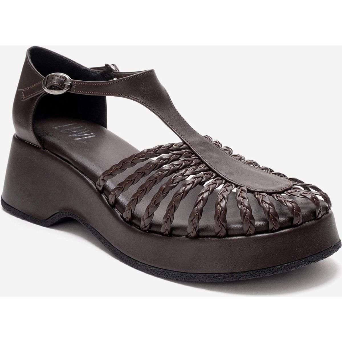Geflochtene Plateau T-Steg Sandalen