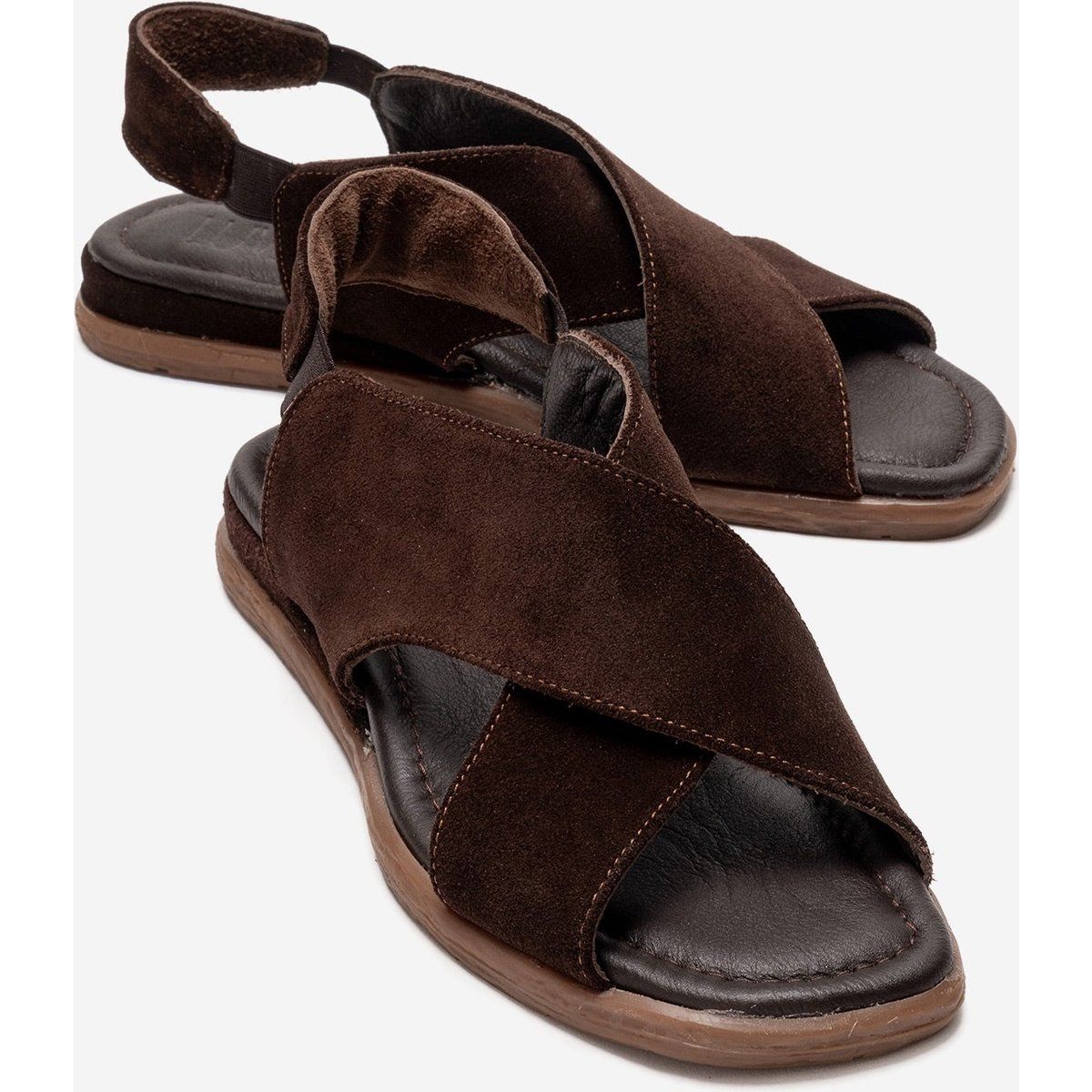 Wildleder-Sandalen mit Kreuzriemen
