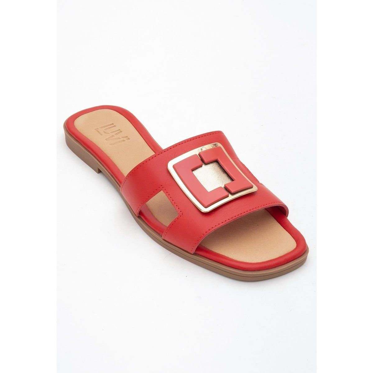 Elegante Leder-Pantoletten mit Schnalle