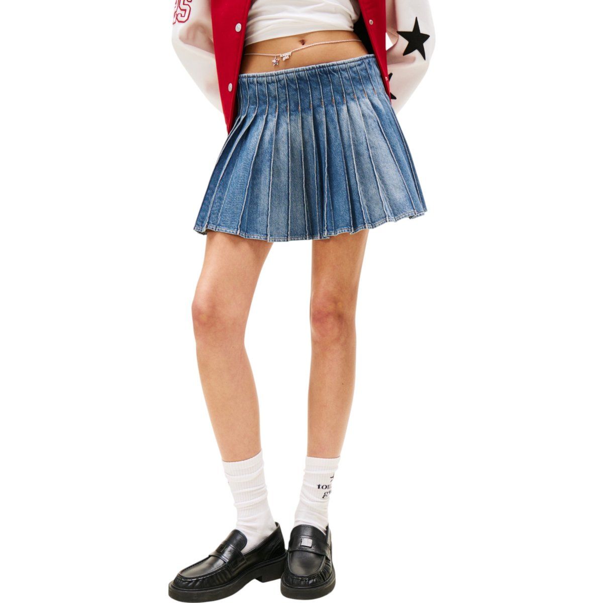 Plissierter Denim-Minirock