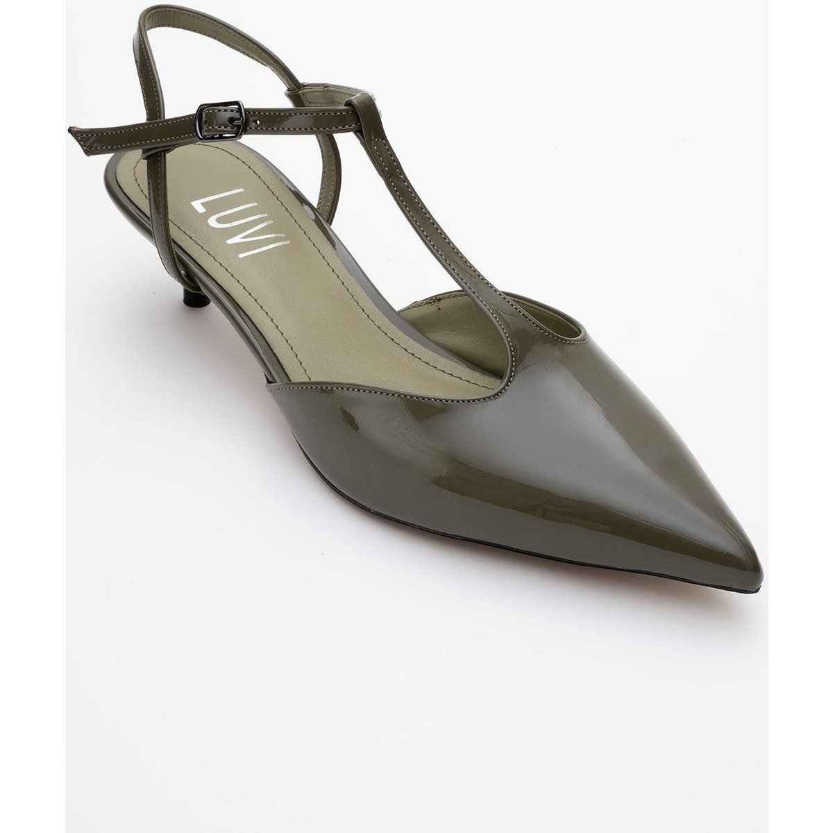 Minimalistische T-Riemen Slingback-Pumps