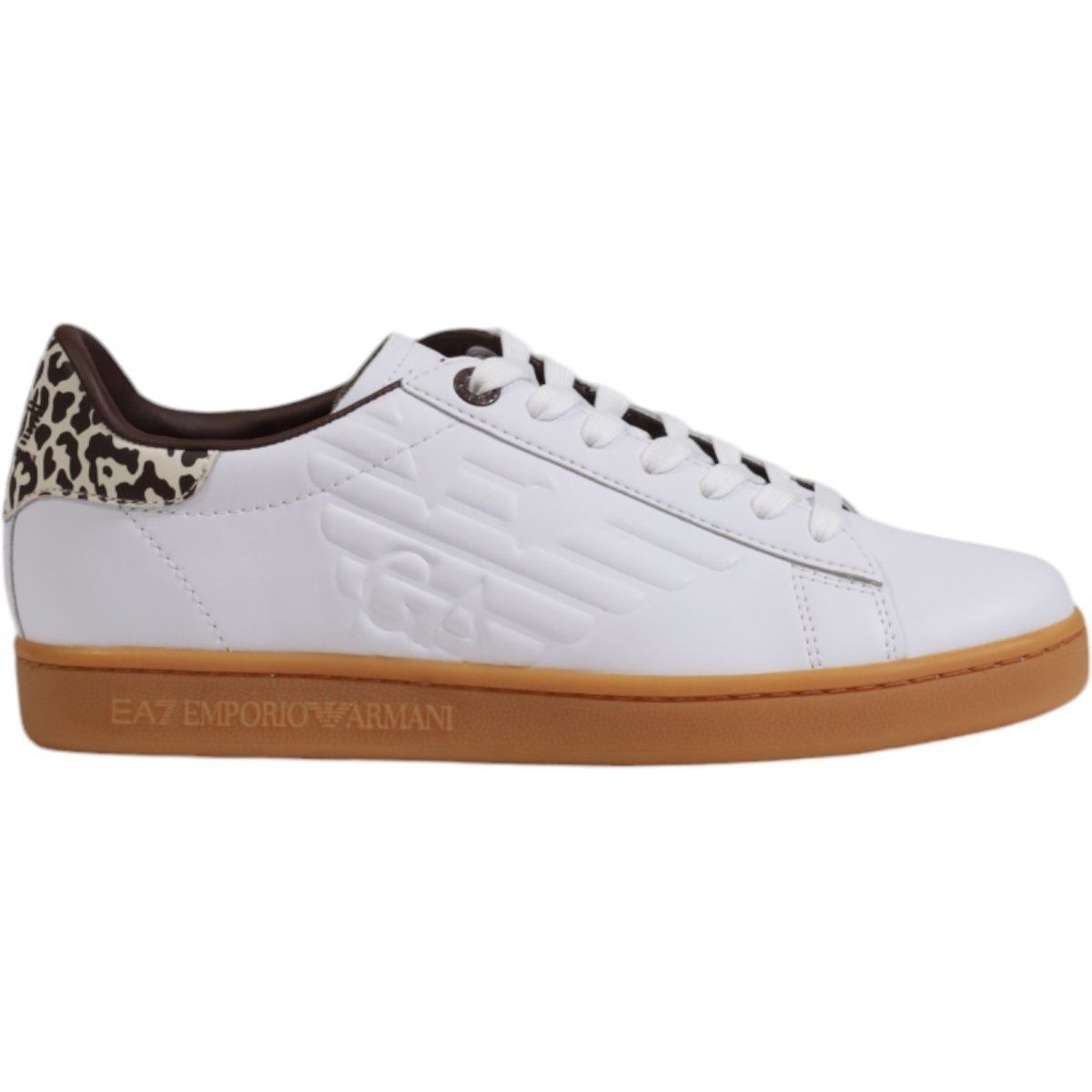 Leder-Sneaker mit Leoparden-Detail