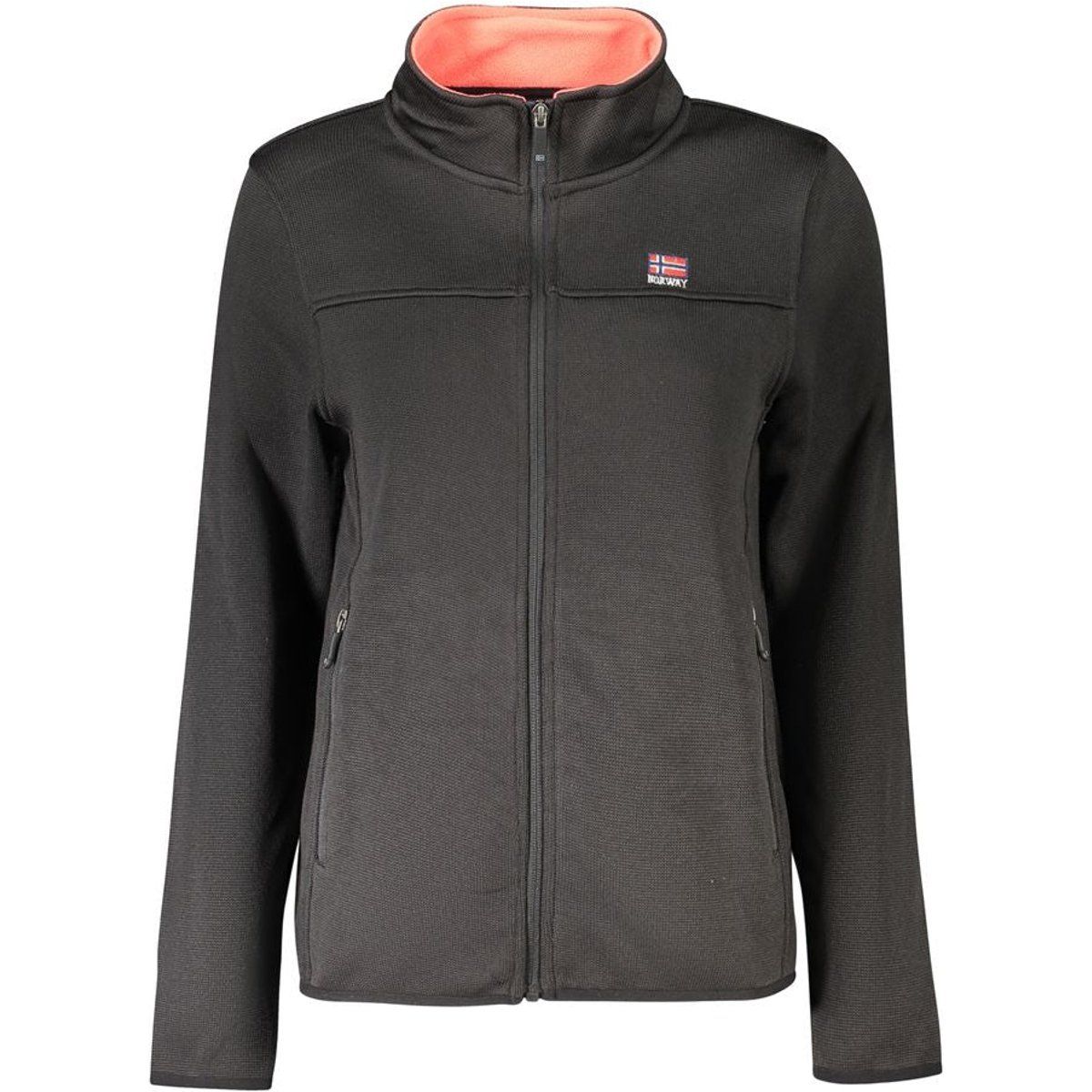 Fleecejacke mit Kontrastkragen und Reißverschluss