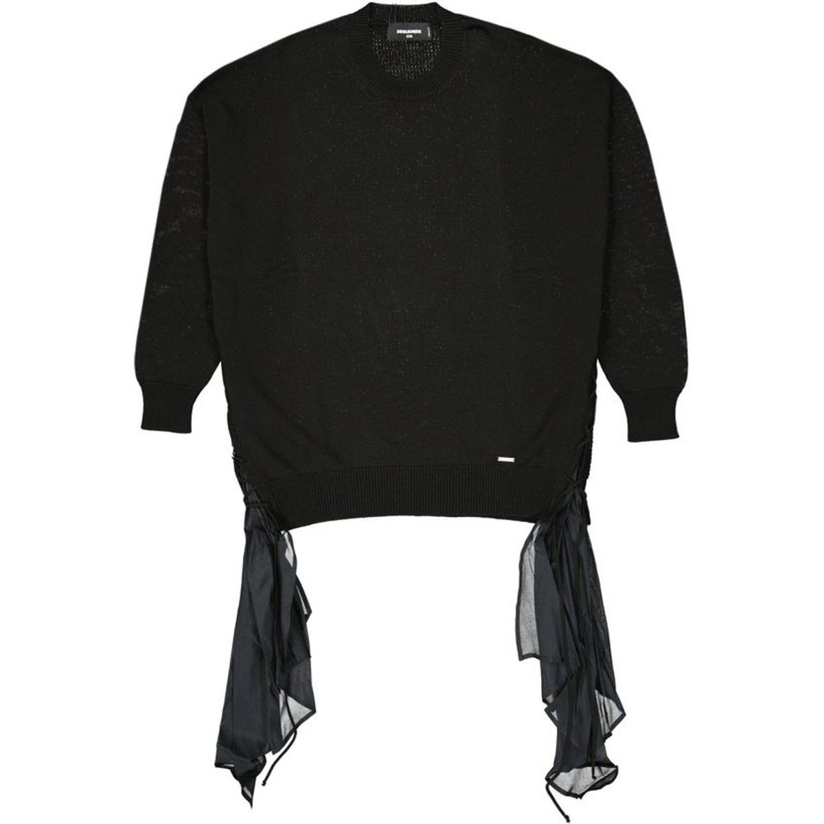 Baumwoll-Sweatshirt mit seitlichen Chiffon-Bändern