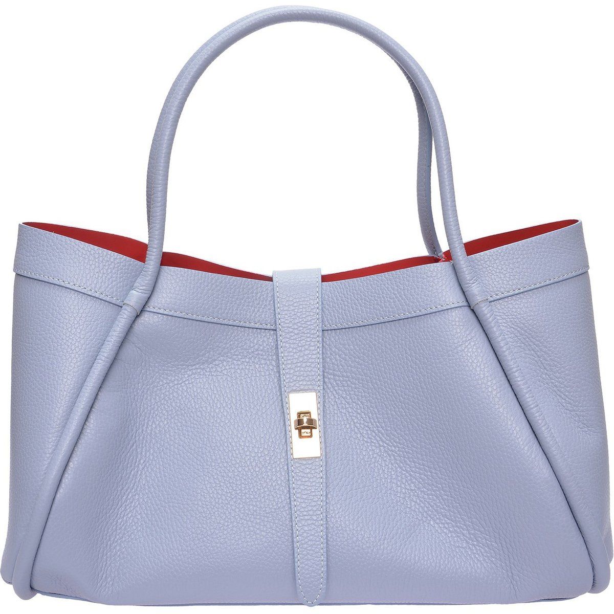Shopper aus genarbtem Leder mit Schnalle