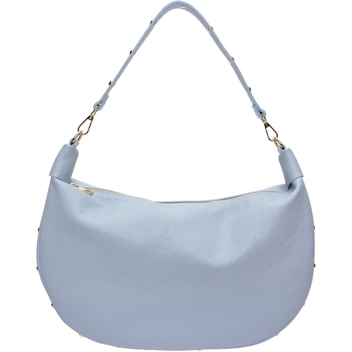 Hobo-Tasche aus genarbtem Leder mit Nieten