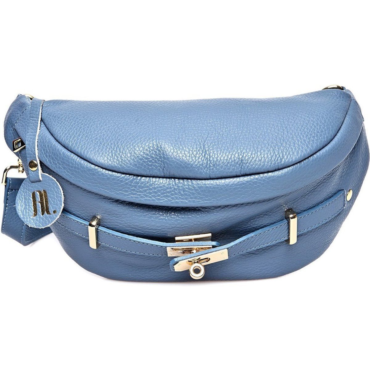 Halbmond-Crossbody-Tasche aus genarbtem Leder