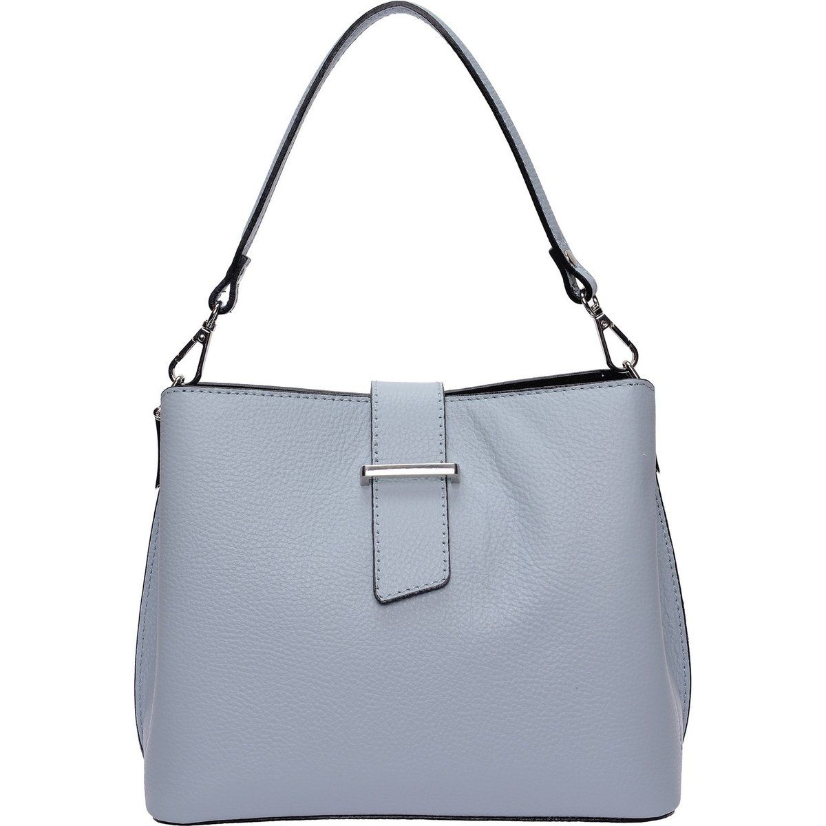 Strukturierte Lederhandtasche mit Klappe