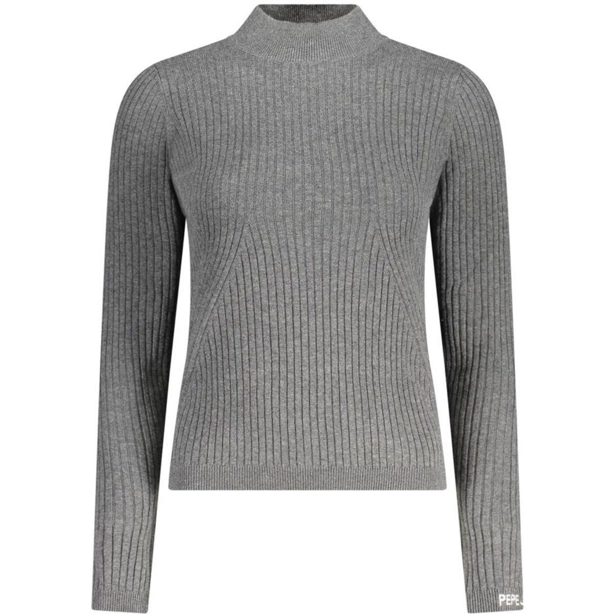 Gerippter Baumwollpullover mit Stehkragen