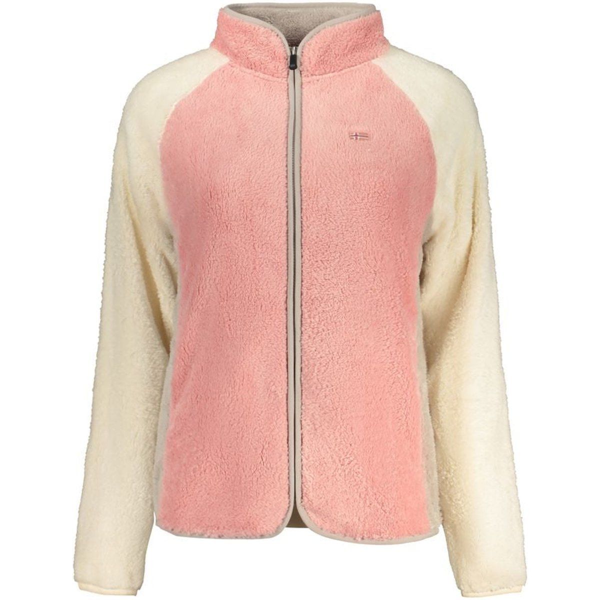 Zweifarbige Teddy-Fleecejacke