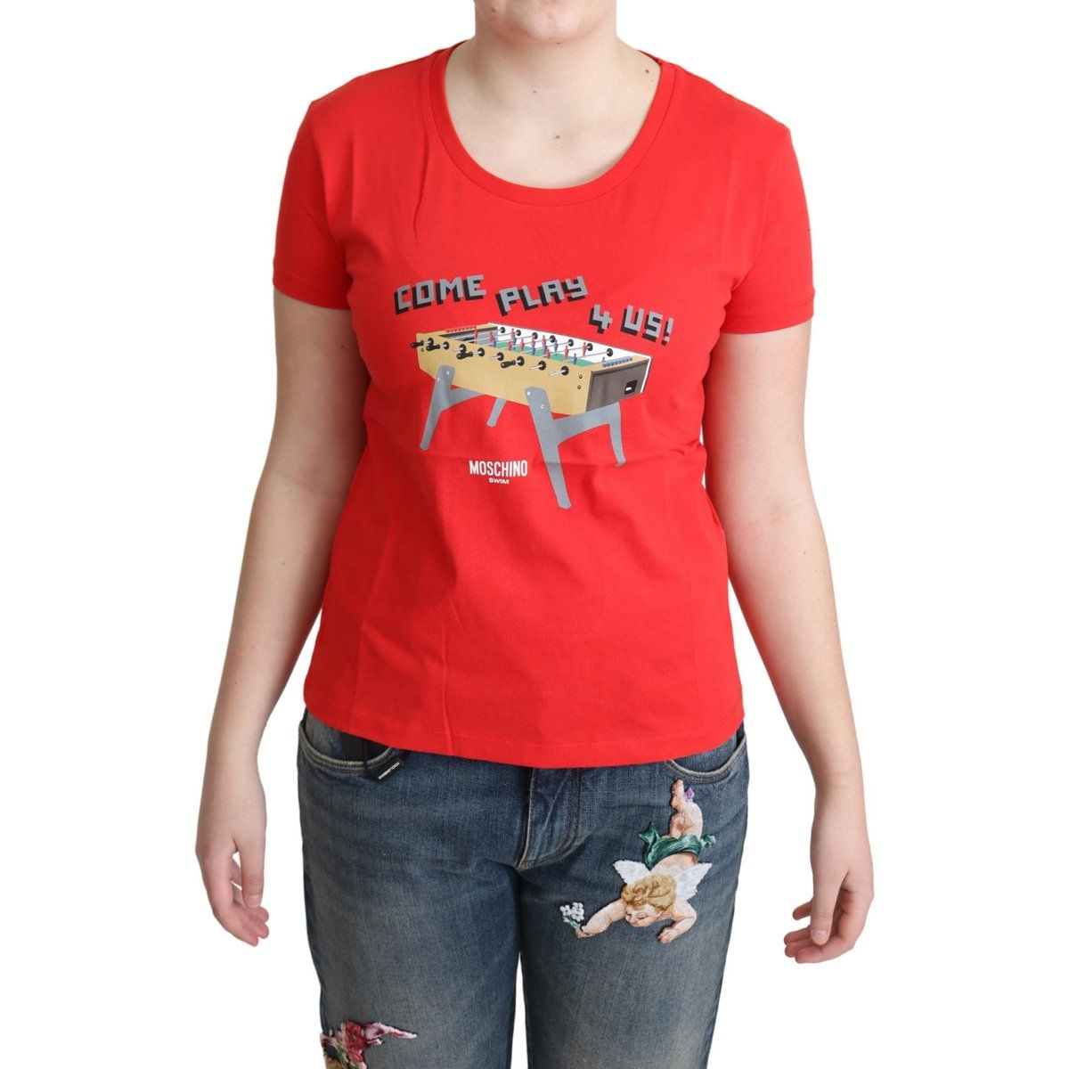 Baumwoll-T-Shirt mit Tischfußball-Grafik