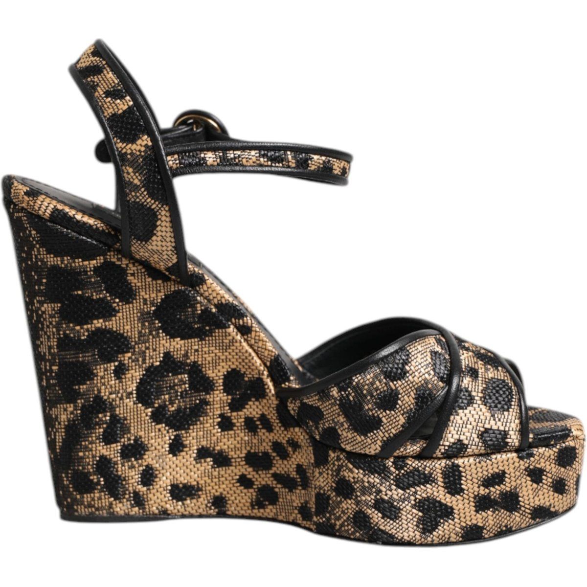 Plateau-Wedge-Sandalen mit Leopardenmuster