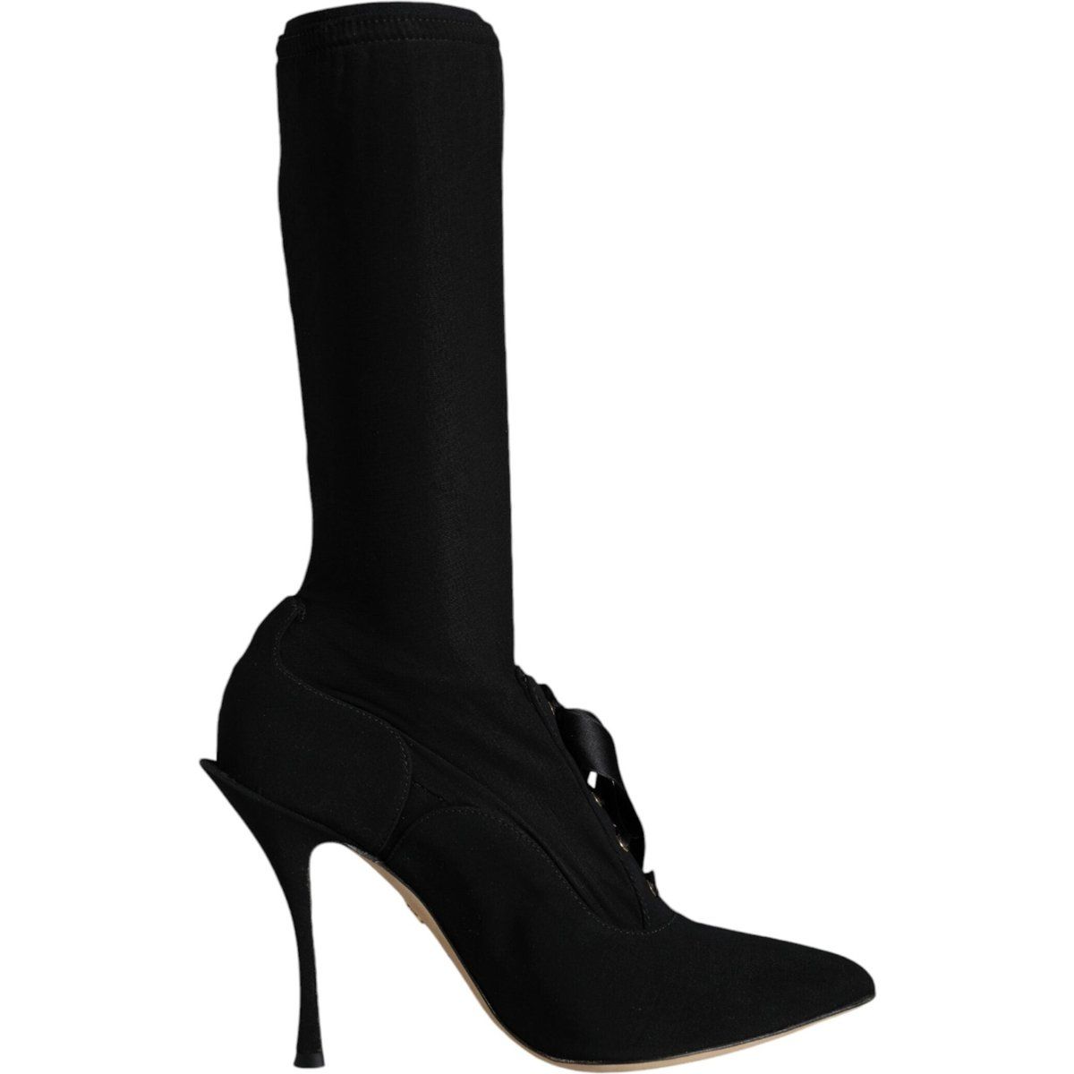 Schnürstiefel mit Satinschleifen und Stiletto