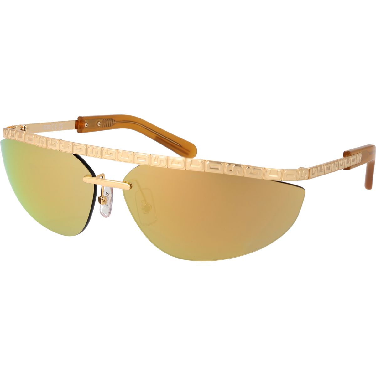 Randlose verspiegelte Sonnenbrille mit Gravur
