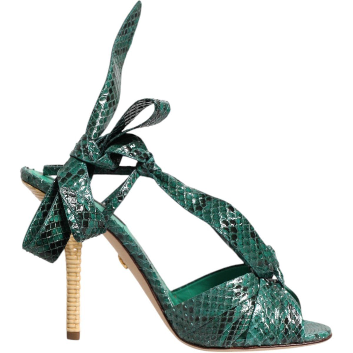 Geschnürte Pythonleder-Sandalen