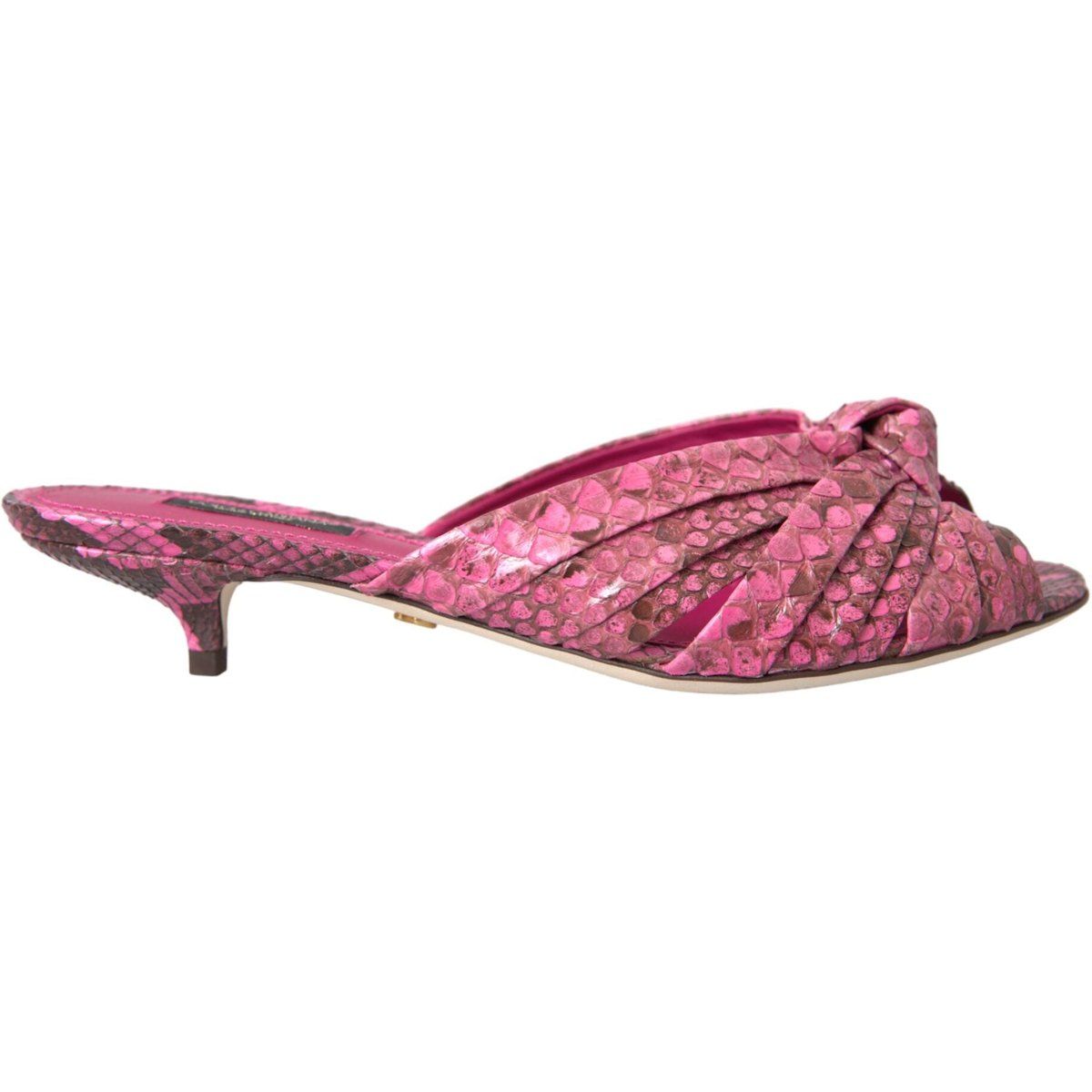 Kitten-Heels mit Knotendetail aus Exotenleder