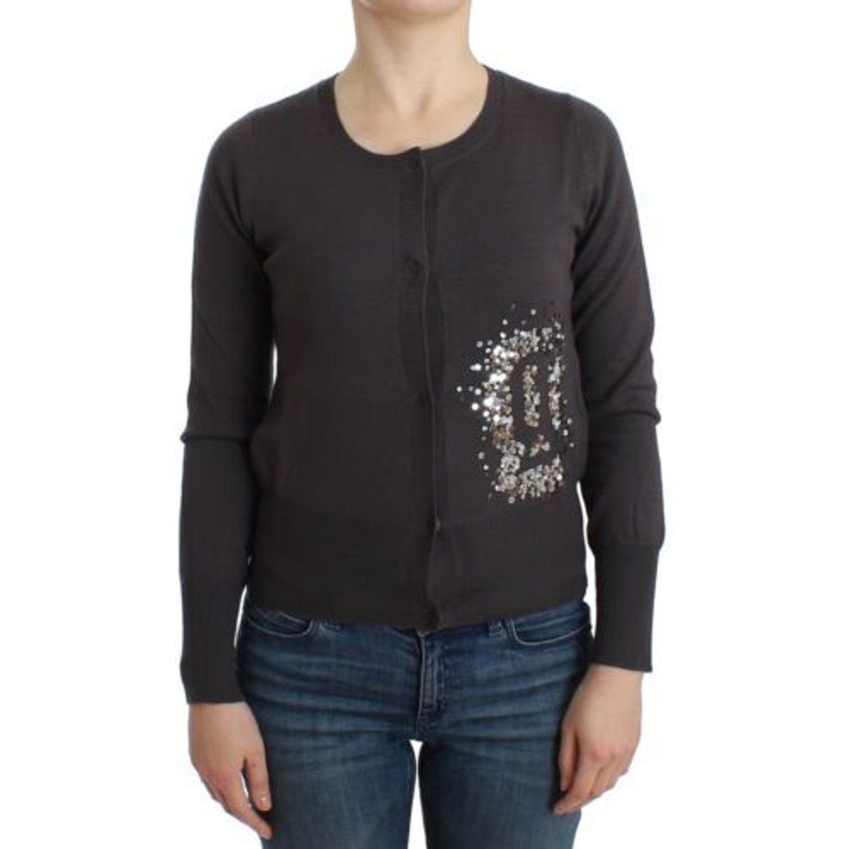 Wollcardigan mit Pailletten-Verzierung