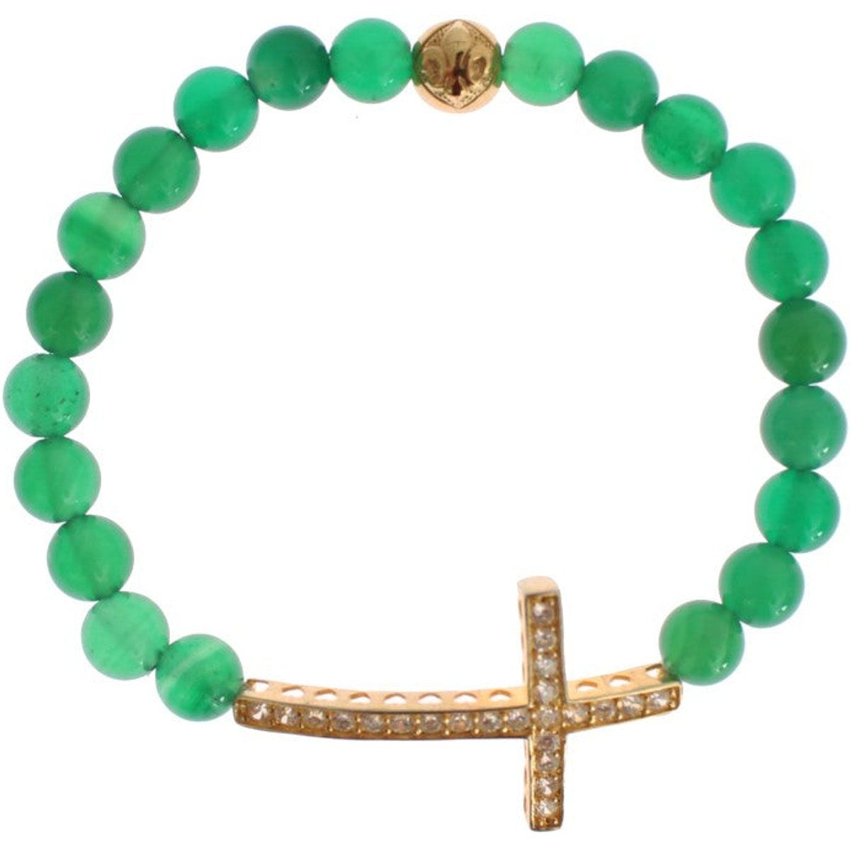 Jadeperlen-Armband mit Kreuzanhänger