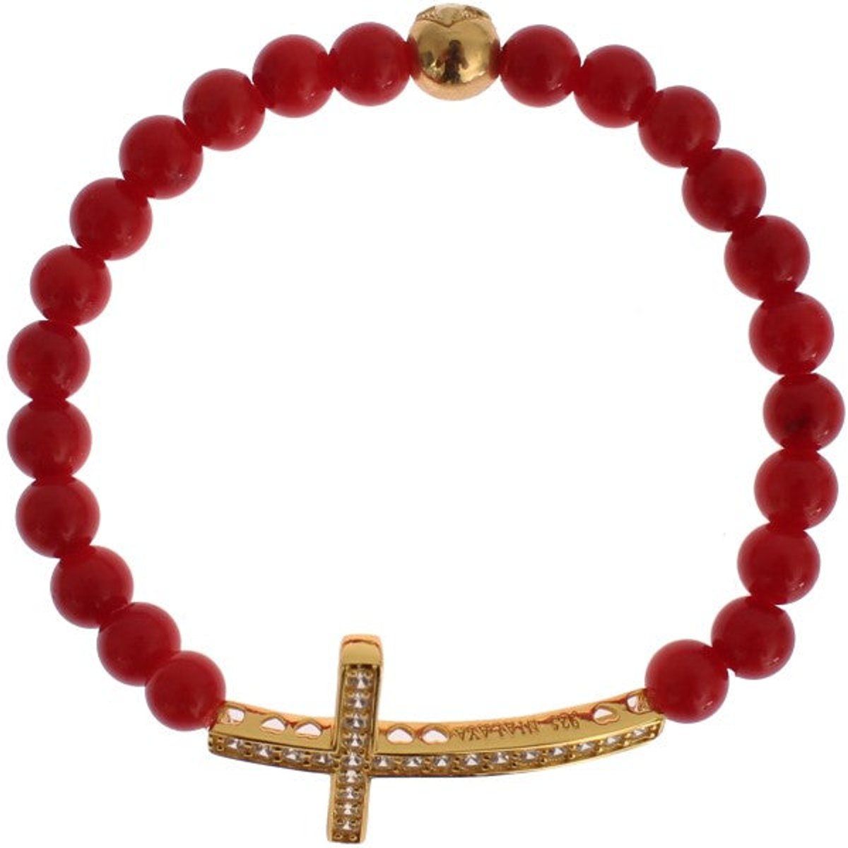 Perlenarmband mit CZ-Kreuz-Besatz