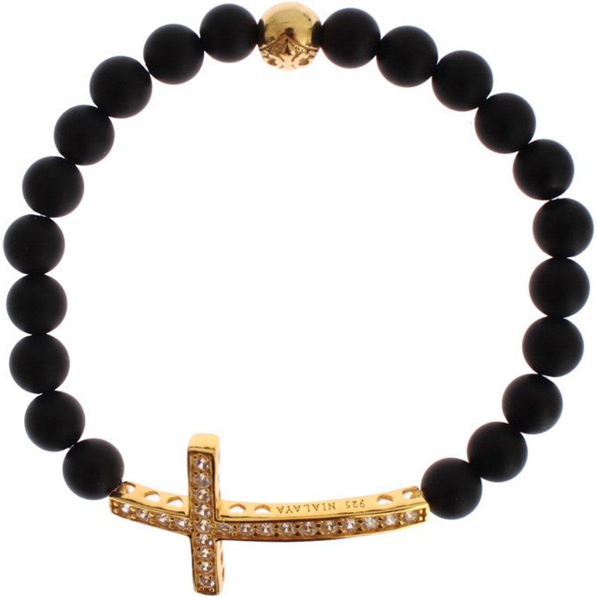 Mattes Onyx und Zirkonia Kreuz