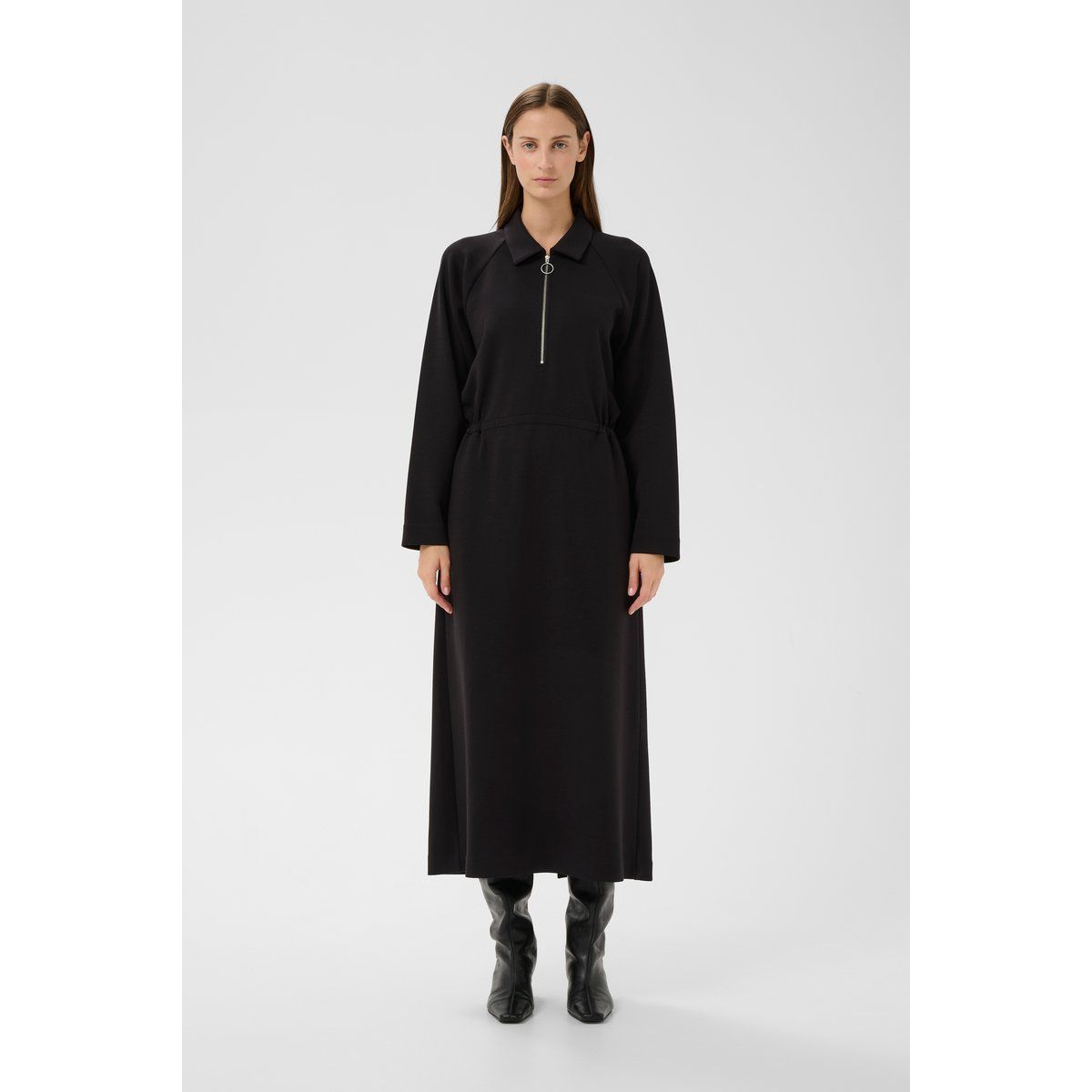 Midikleid mit Reißverschluss und Stehkragen