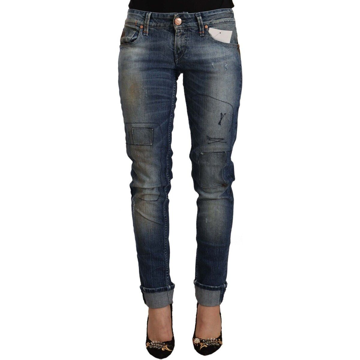 Gerade Denim-Jeans mit Patchwork-Details