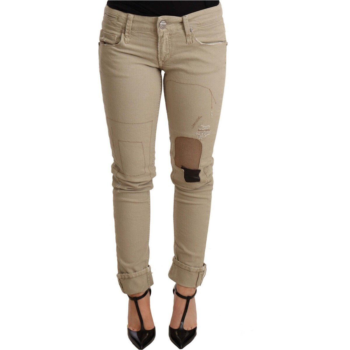 Distressed Skinny Jeans mit Patches