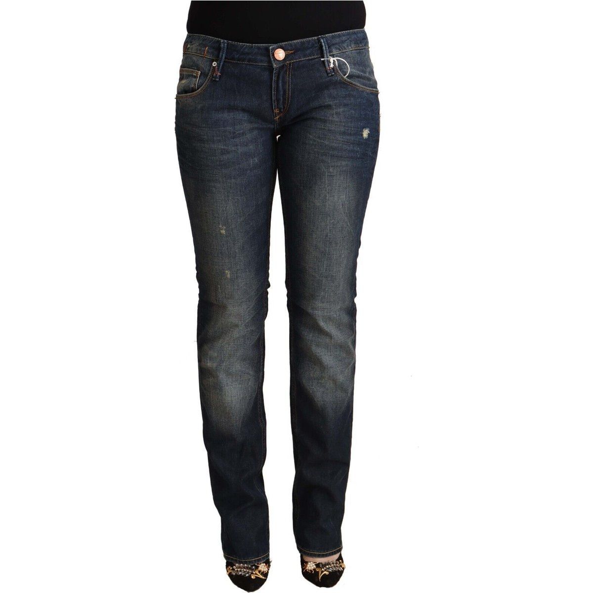 Verwaschene Straight-Leg Jeans mit Niedrigem Bund