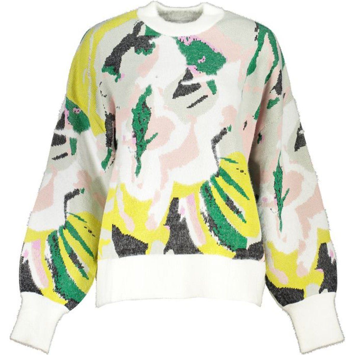 Abstrakter floraler Strickpullover