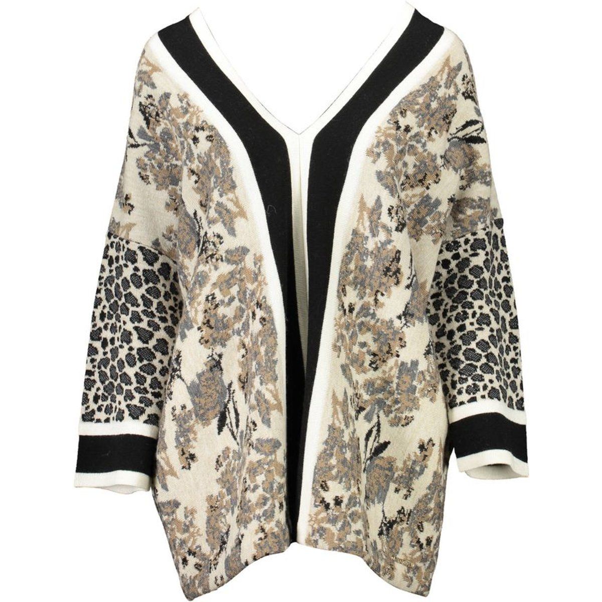 Strickpullover mit Blumen- und Leopardenmuster