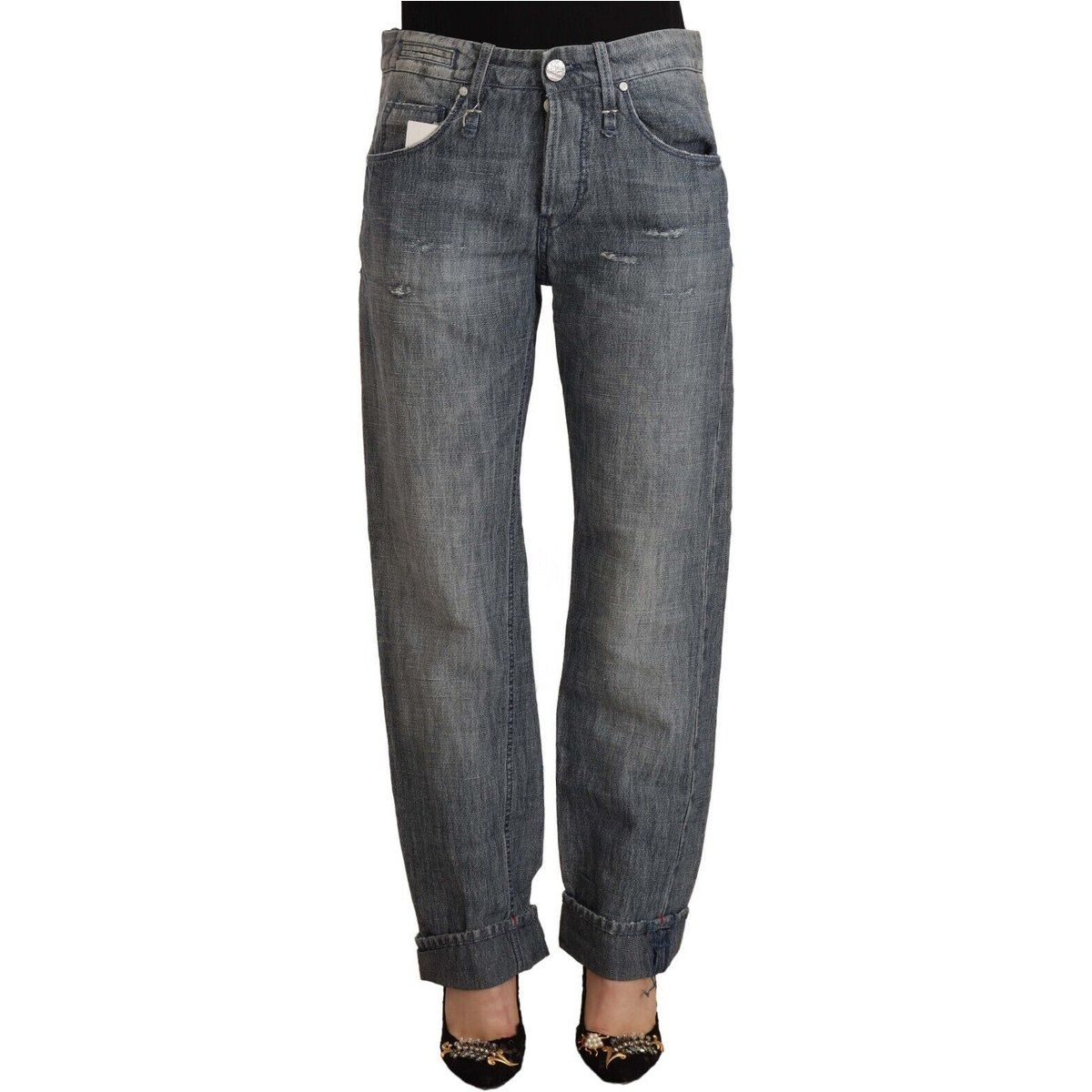Relaxed Boyfriend-Jeans mit Umschlag
