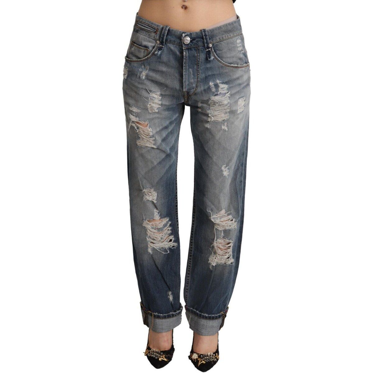 Zerrissene Relaxed-Fit Boyfriend-Jeans