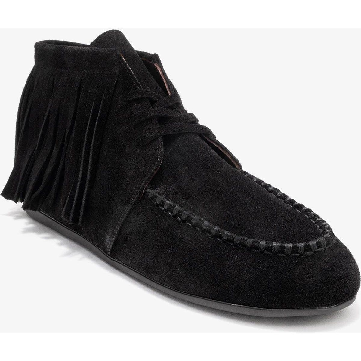 Fransen-Wildleder-Stiefeletten im Mokassin-Stil