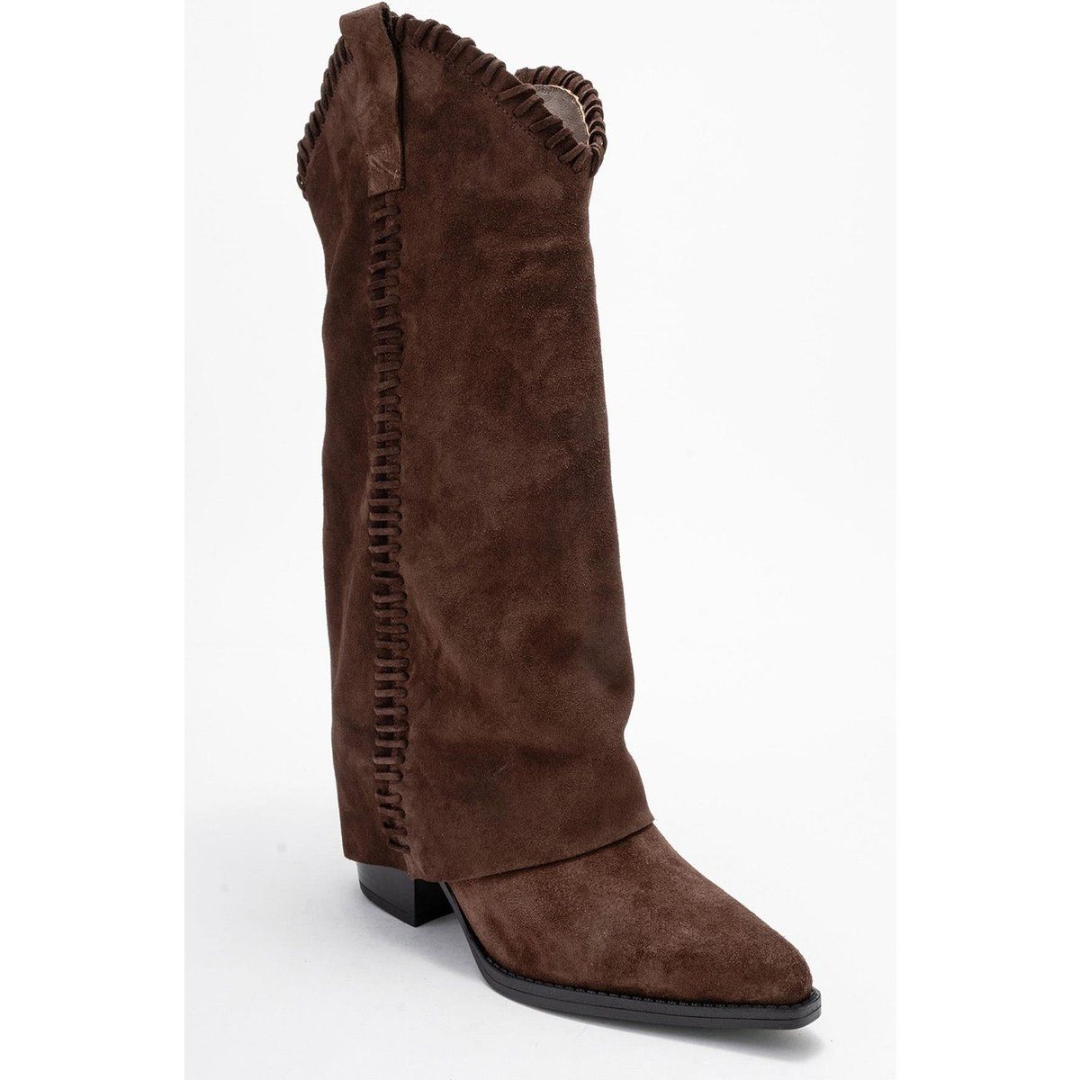 Westernstiefel aus Wildleder mit Umschlag