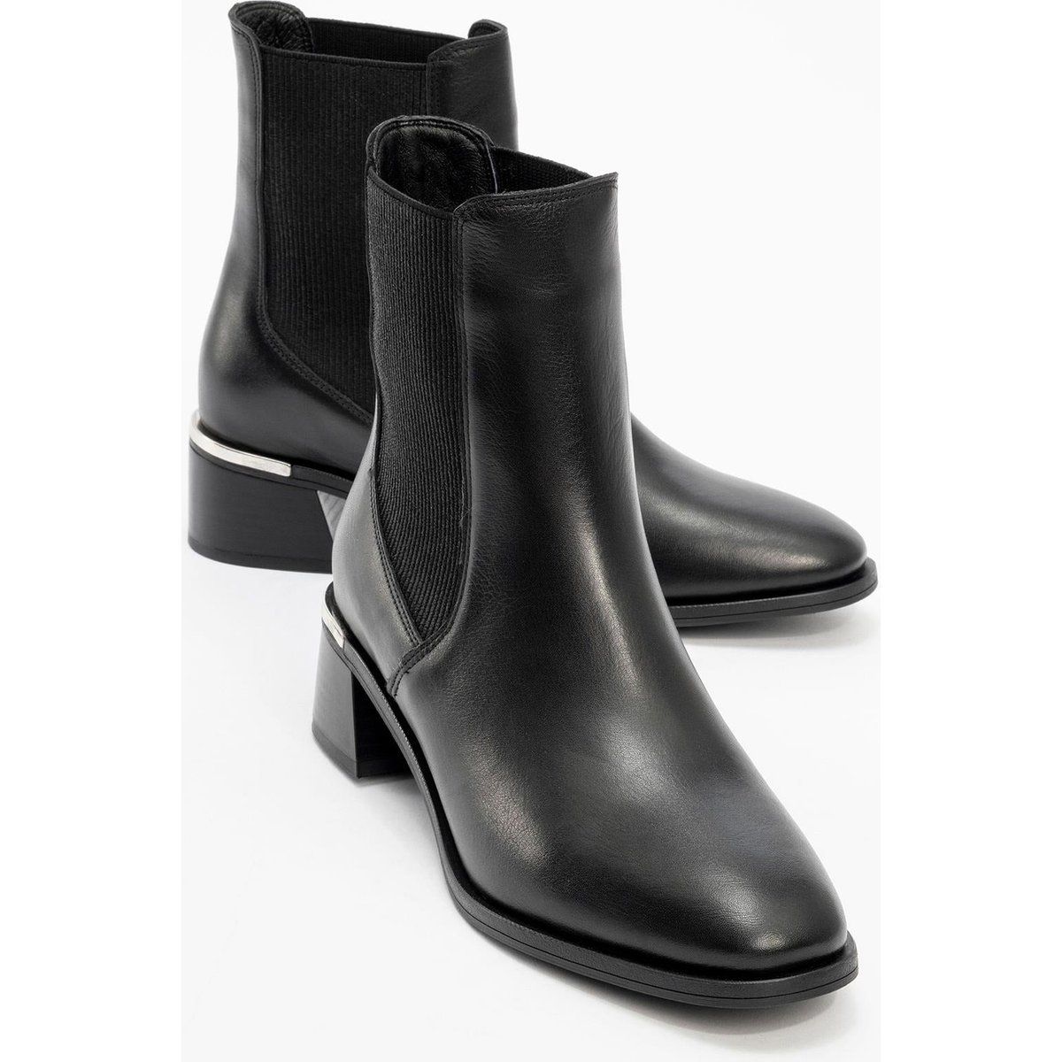 Edle Leder-Chelsea-Boots mit Blockabsatz