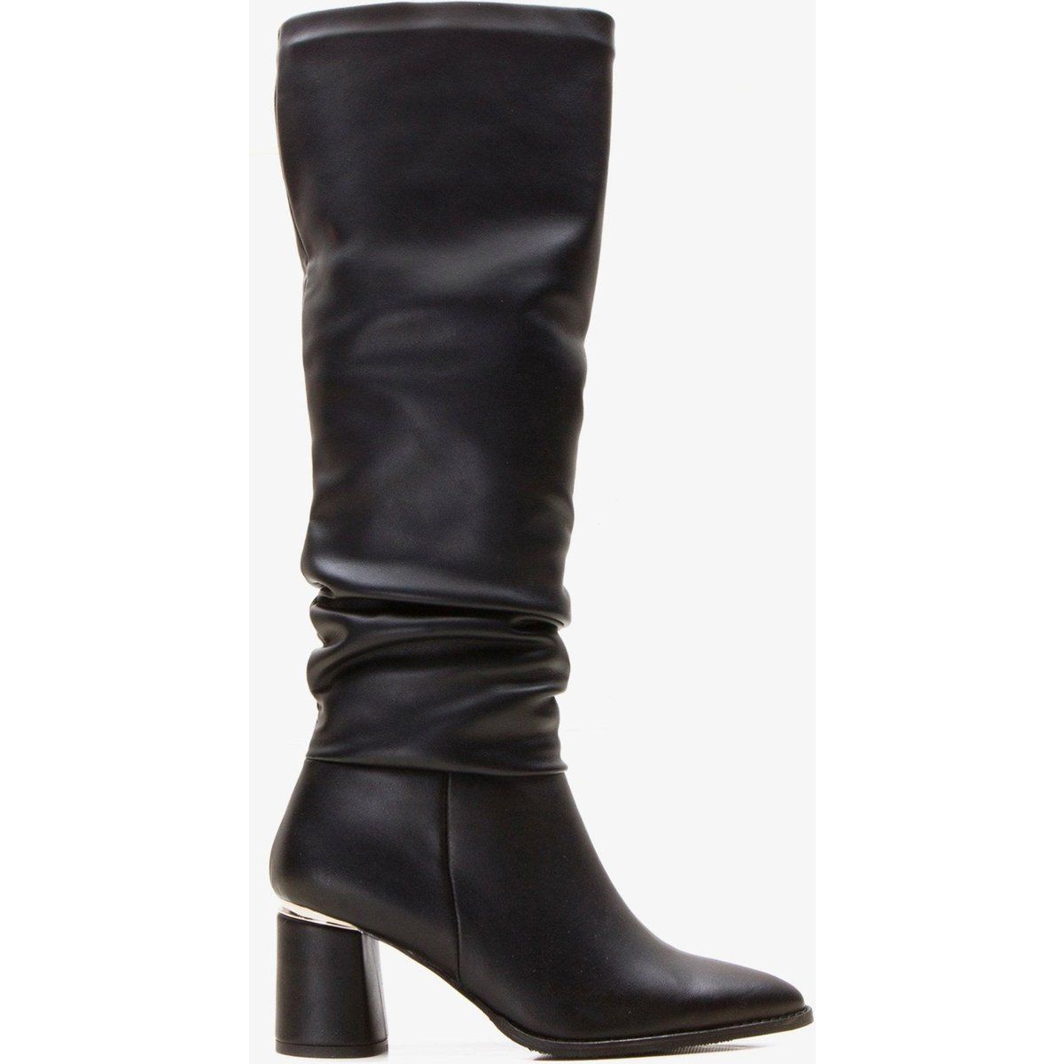 Raffstiefel mit Blockabsatz